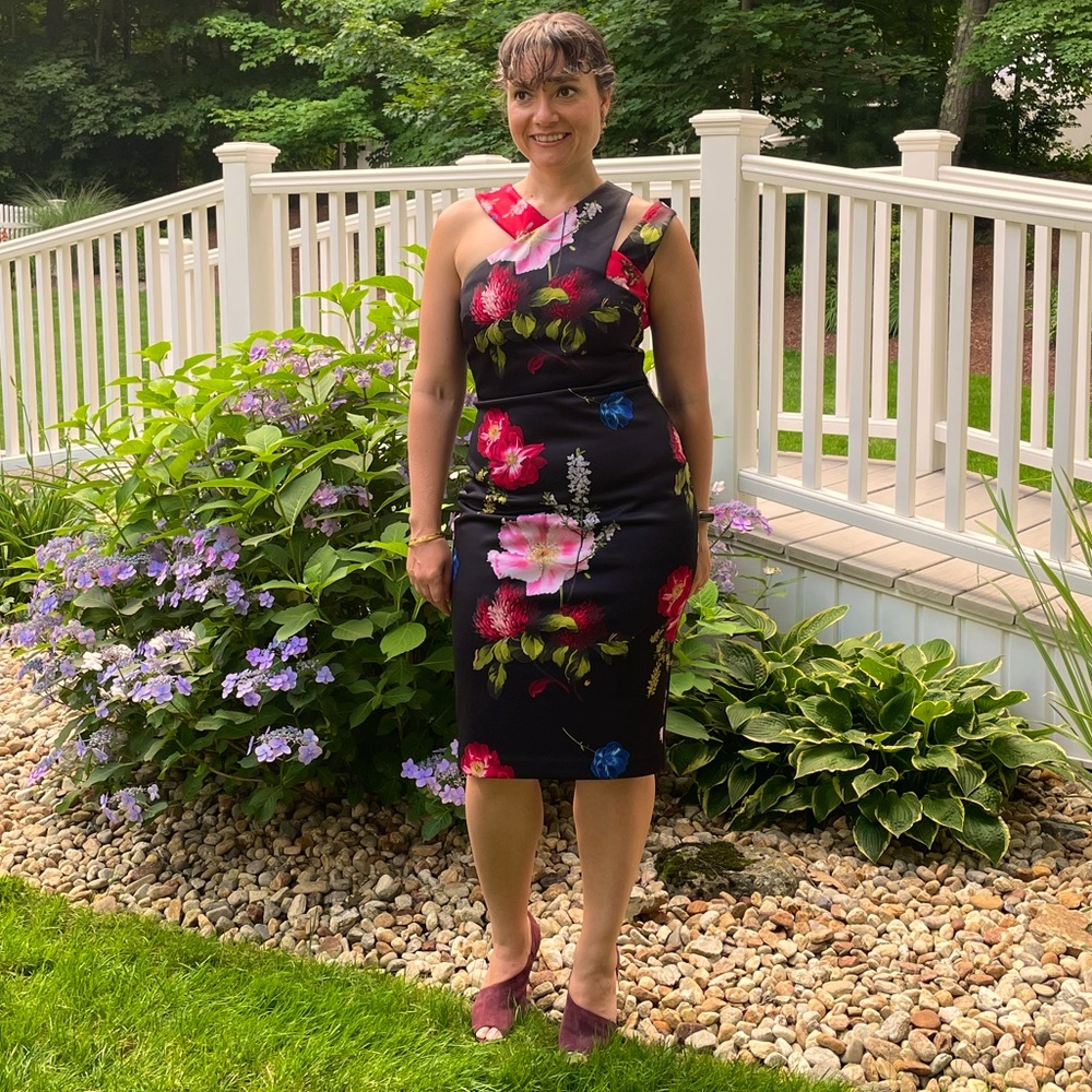 Ted Baker London Floral Strappy Form Fitting Dress